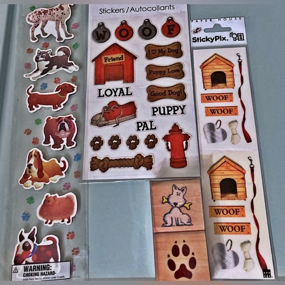 Sandy Lion Dogs Scrapbooking Bundle 3D Stickers Rubber Stamps NOS - Picture 1 of 9